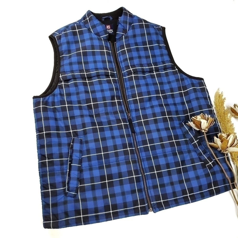 RALPH LAUREN Chaps Men's L Blue Plaid Puffer Vest - Picture 5 of 11